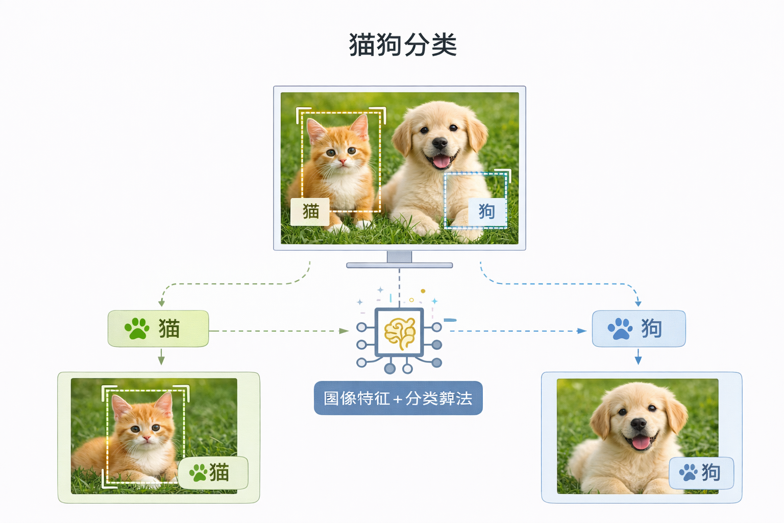 图像中的猫狗识别示意图